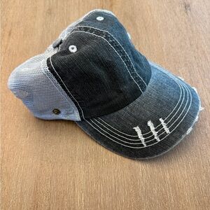 New Distressed Black and Gray Trucker Hat